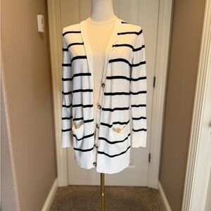 Old Navy Women's Black and White Striped Cardigan